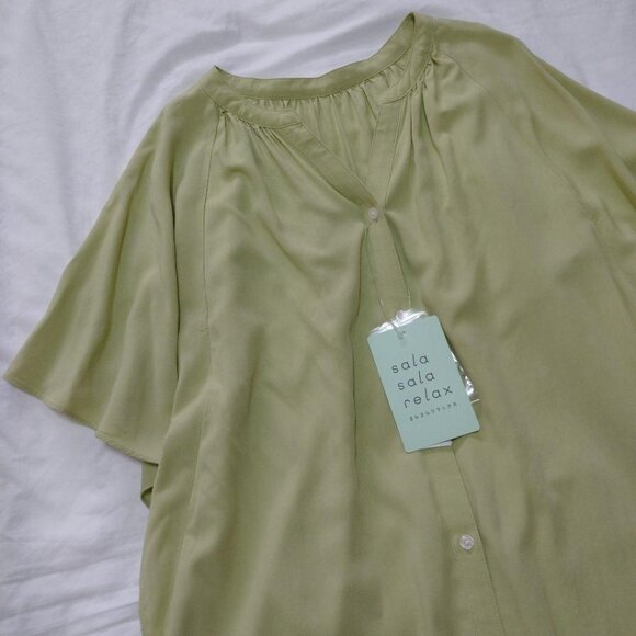 Globrok Smooth Relaxed Blouse Size M Green - Picture 2 of 6